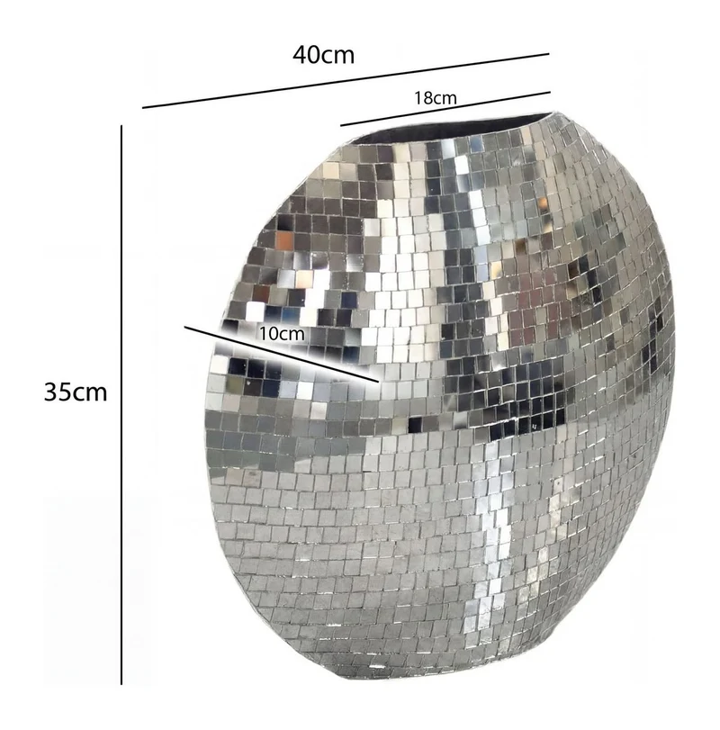 Tischvase Mosaik Silber, 40 cm – Dekovase aus Metall für Wohnzimmer