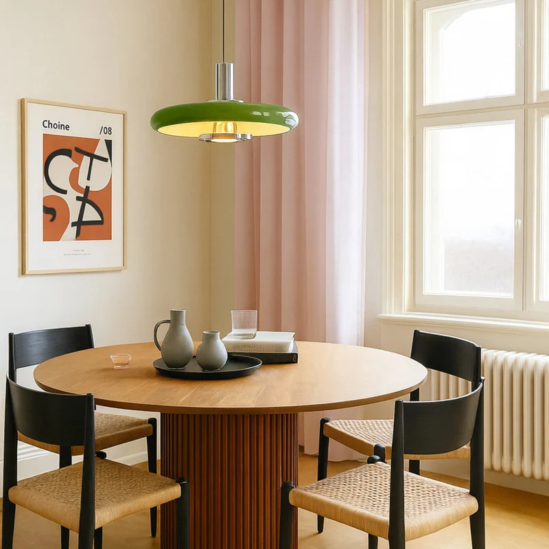 B-Ware Lindby Pendelleuchte Branford Hängeleuchte Retro Lampe Ø 35 cm grün Metall E27