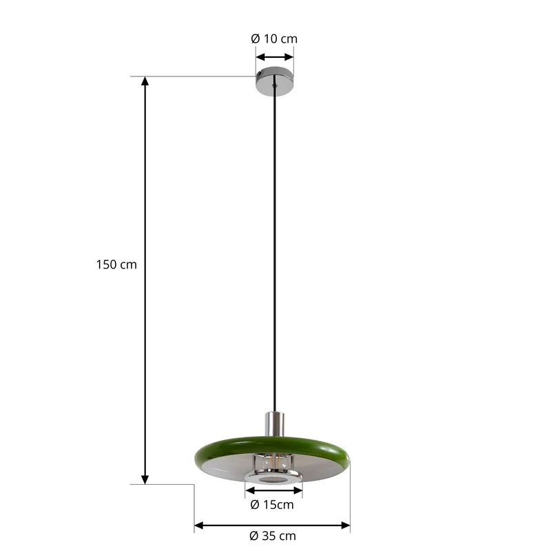 B-Ware Lindby Pendelleuchte Branford Hängeleuchte Retro Lampe Ø 35 cm grün Metall E27