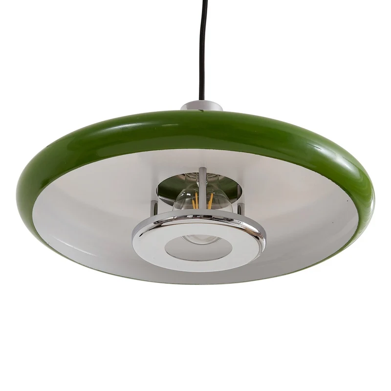 B-Ware Lindby Pendelleuchte Branford Hängeleuchte Retro Lampe Ø 35 cm grün Metall E27