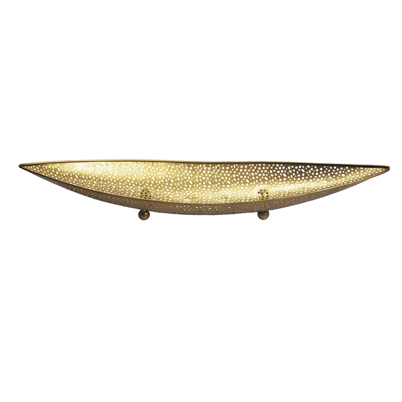 Obstschale Gold Oval 60 cm mit Lochmuster, Dekoschale aus Metall