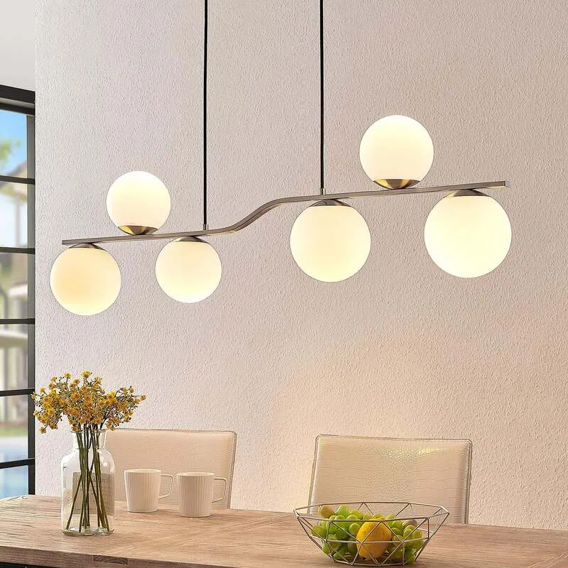 B-Ware Lindby Hängelampe Hängeleuchte Avalyn LED Pendelleuchte dimmbar nickel 110cm