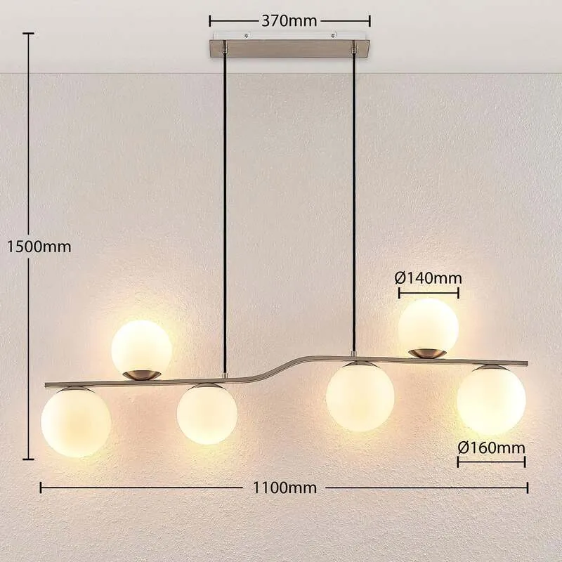 B-Ware Lindby Hängelampe Hängeleuchte Avalyn LED Pendelleuchte dimmbar nickel 110cm