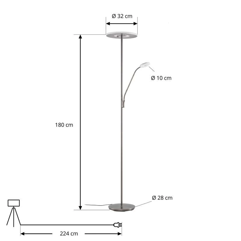 B-Ware Lucande Stehleuchte Raymond LED dimmbar titanfarben Leselampe CCT 180cm
