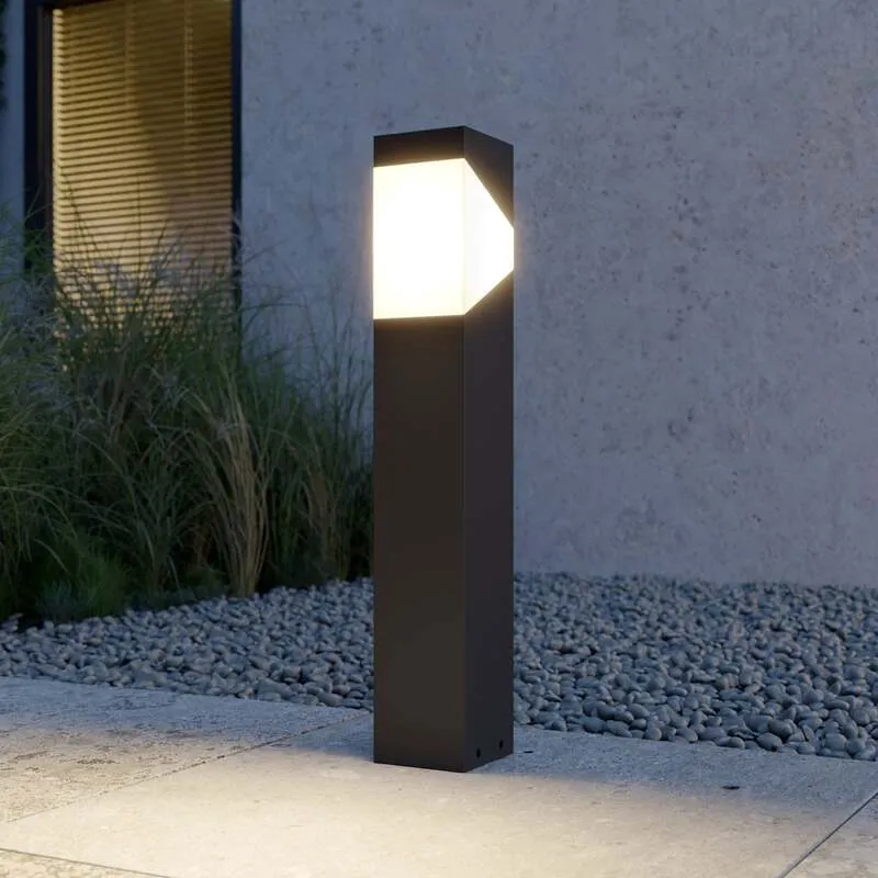 B-Ware Lucande Sockelleuchte Kiran Gartenleuchte LED dimmbar IP44 grau 60cm Metall