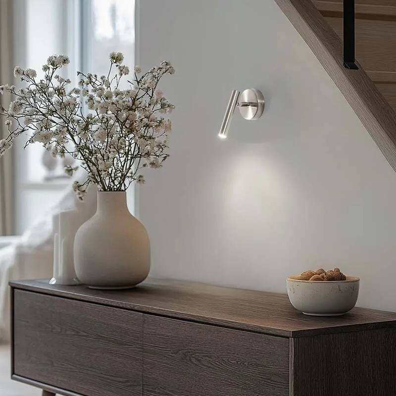 B-Ware Sigma Wandleuchte Sopel LED Wandlampe dimmbar silber Stahl 1-flammig Höhe 15cm