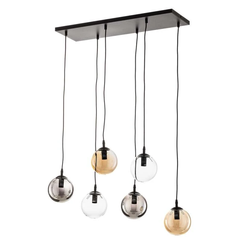B-Ware Hängeleuchte Glassy 6-flg LED Pendelleuchte dimmbar grafit amber klar 75cm