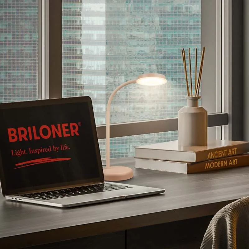 B-Ware Briloner Tischleuchte Megg LED Lampe dimmbar beige Metall 3000K 55,5cm 800Lumen