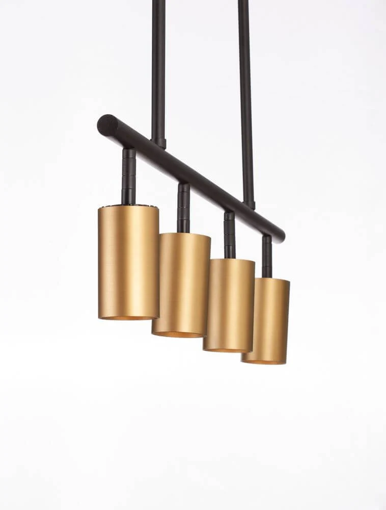 Pogno Pendelleuchte 4-flammig Schwarz, Gold