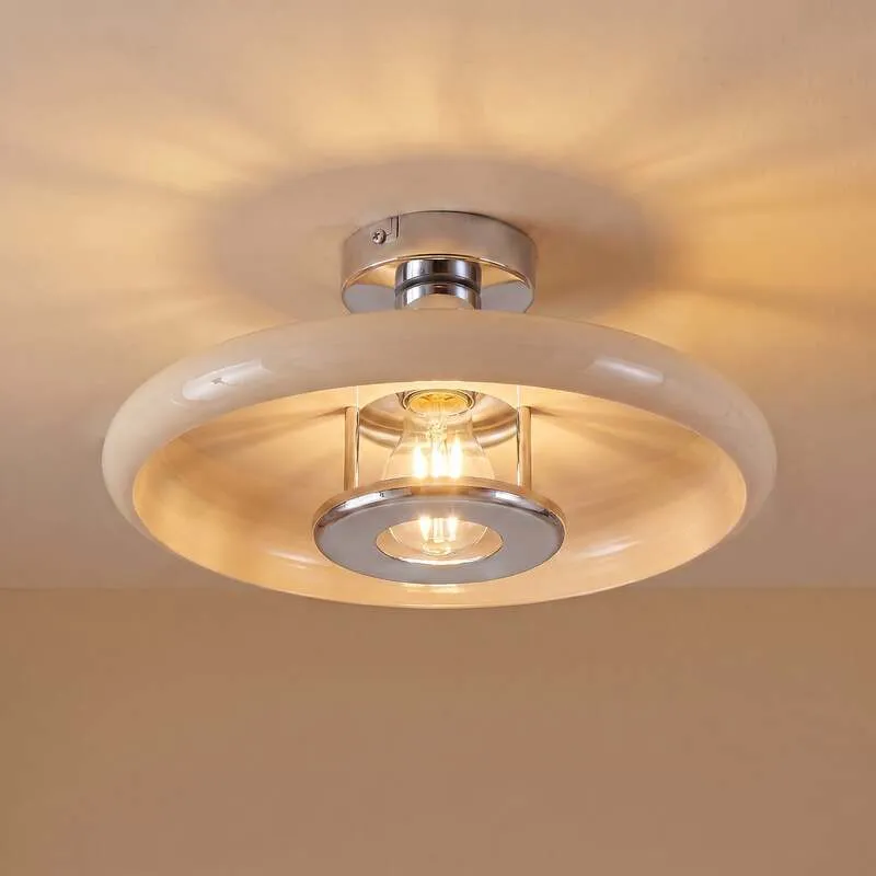 B-Ware Lindby Deckenleuchte Branford LED Lampe Leuchte dimmbar beige Ø35cm 16cm hoch