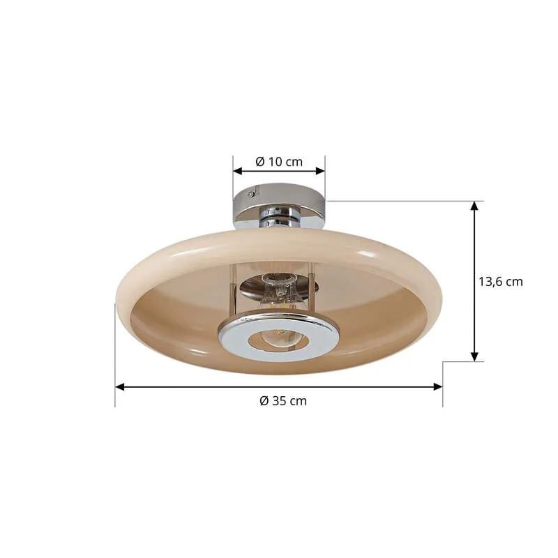 B-Ware Lindby Deckenleuchte Branford LED Lampe Leuchte dimmbar beige Ø35cm 16cm hoch
