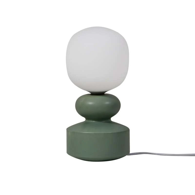 B-Ware Lucande Tischleuchte Fidelo LED Lampe Tischlampe Leuchte grün weiß 38cm Glas