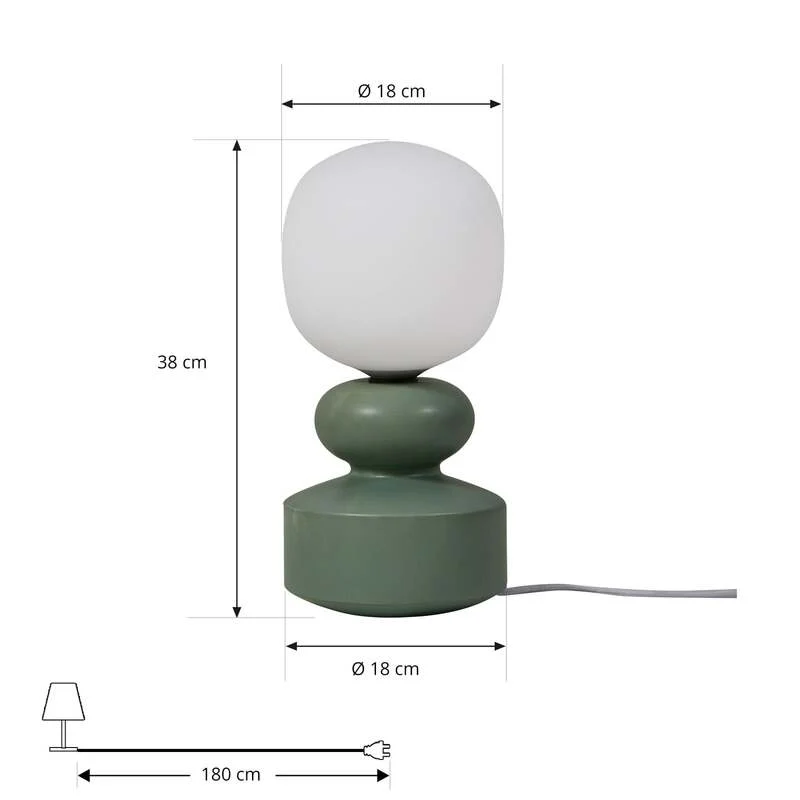B-Ware Lucande Tischleuchte Fidelo LED Lampe Tischlampe Leuchte grün weiß 38cm Glas