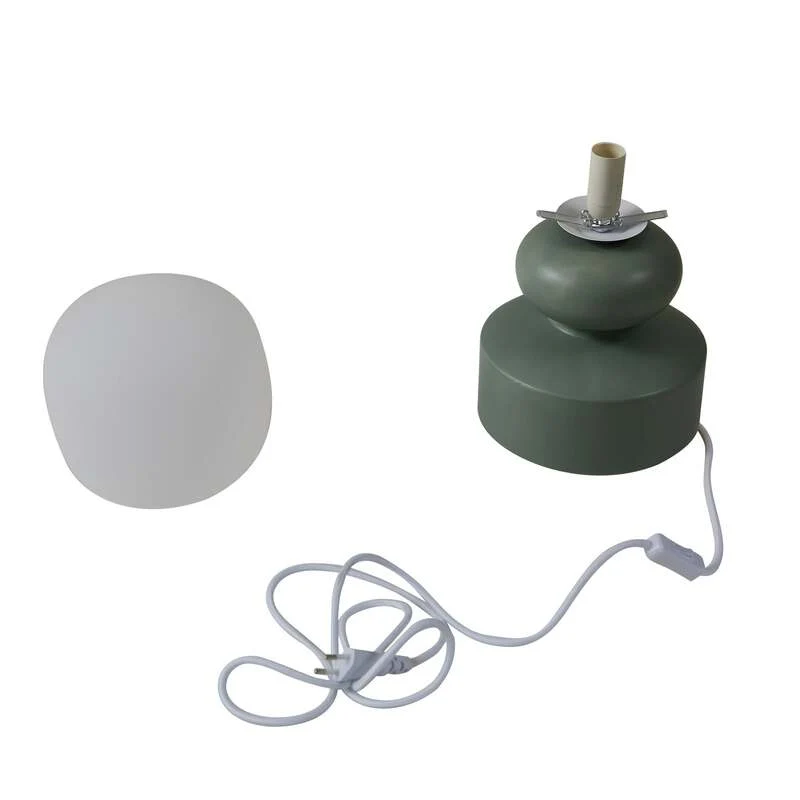 B-Ware Lucande Tischleuchte Fidelo LED Lampe Tischlampe Leuchte grün weiß 38cm Glas