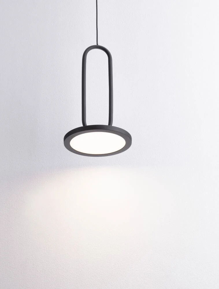 Gea LED Pendelleuchte Ø 13cm 3000K Baldachin Hoch Schwarz
