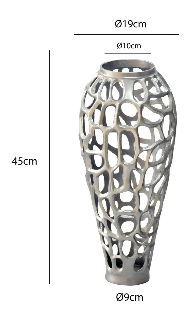 Bodenvase Aluminium 45 cm Silber im Handmade-Design von Wohnling