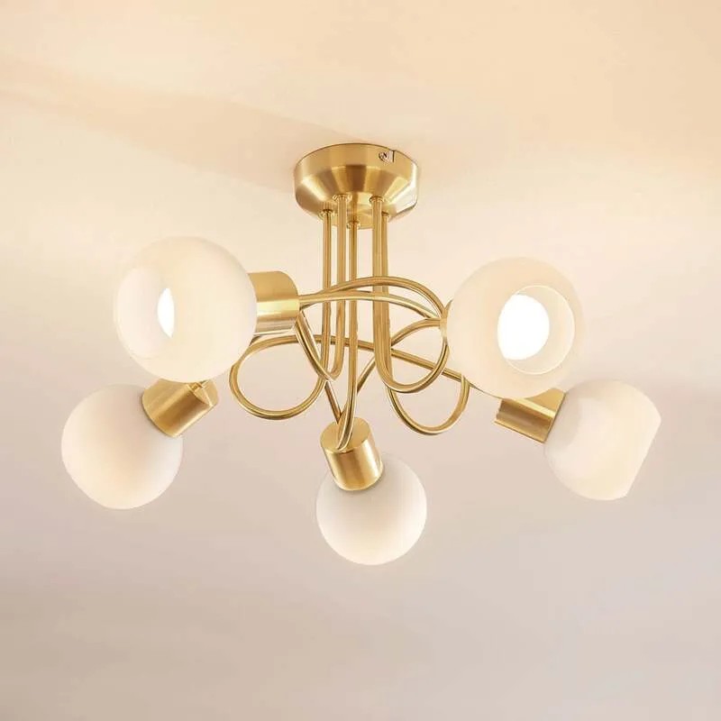 B-Ware Lindby Deckenlampe Elaina LED Lampe 5-flg dimmbar messing Ø50cm Wohnraumleuchte