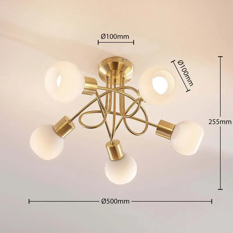 B-Ware Lindby Deckenlampe Elaina LED Lampe 5-flg dimmbar messing Ø50cm Wohnraumleuchte