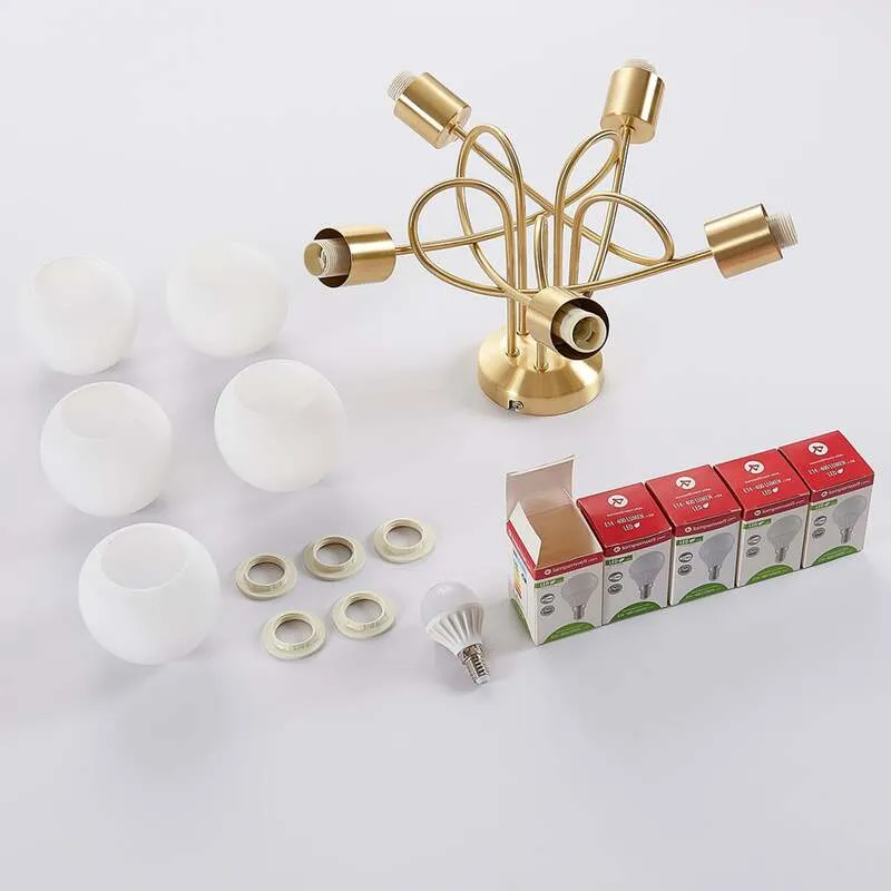 B-Ware Lindby Deckenlampe Elaina LED Lampe 5-flg dimmbar messing Ø50cm Wohnraumleuchte