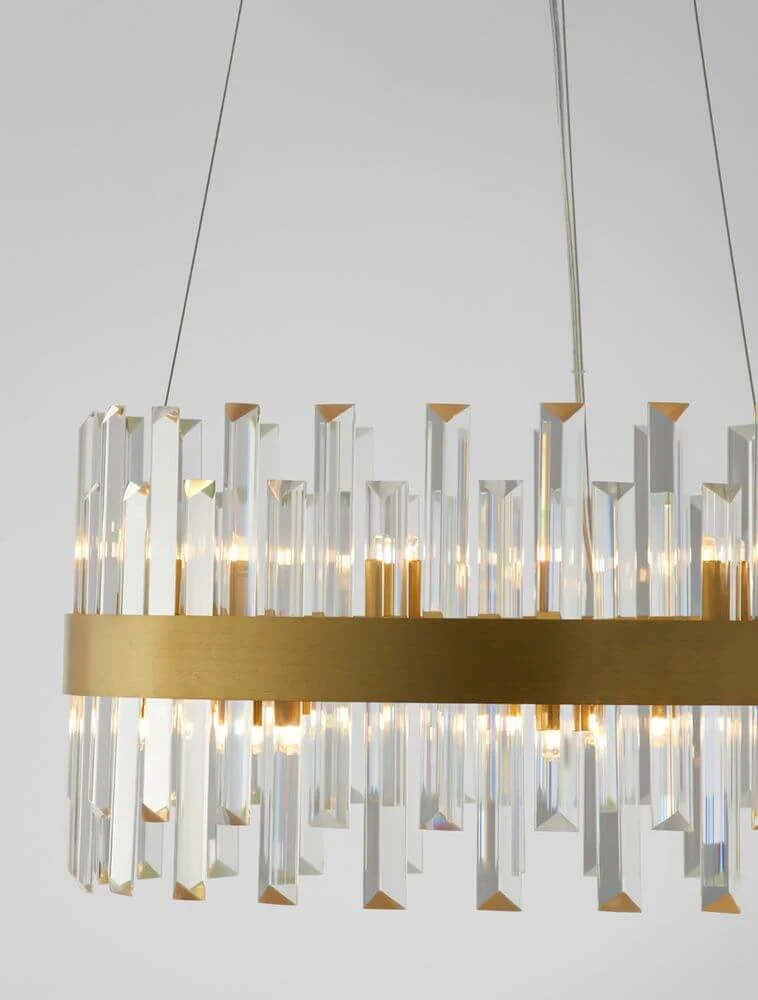 Crown Pendelleuchte 7-flammig Ø 55cm Gold-Satiniert