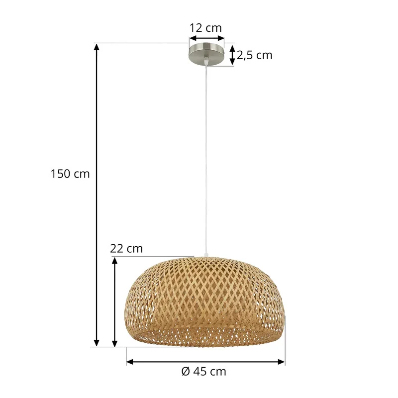 B-Ware Lindby Hängeleuchte Jadwiga Ø45cm Bambus E27 Pendelleuchte Lichtquelle dimmbar
