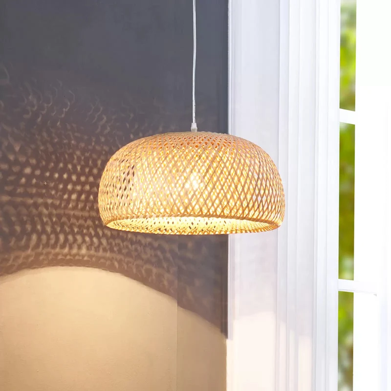 B-Ware Lindby Hängeleuchte Jadwiga Ø45cm Bambus E27 Pendelleuchte Lichtquelle dimmbar