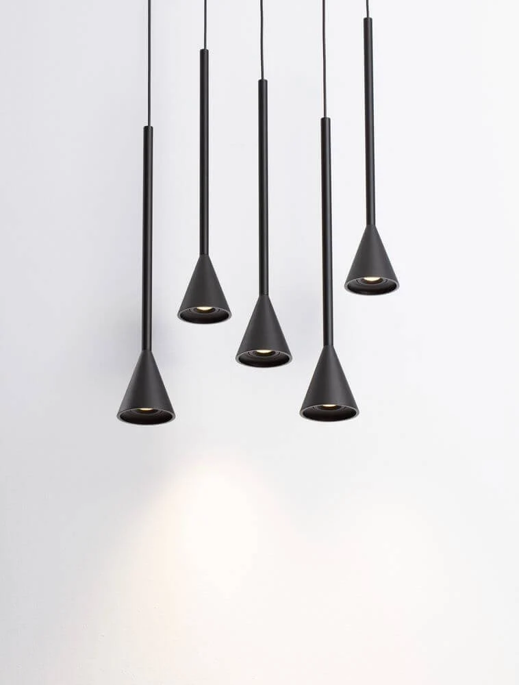 Net LED Pendelleuchte 5-flammig Ø 35,5cm 3000K Schwarz