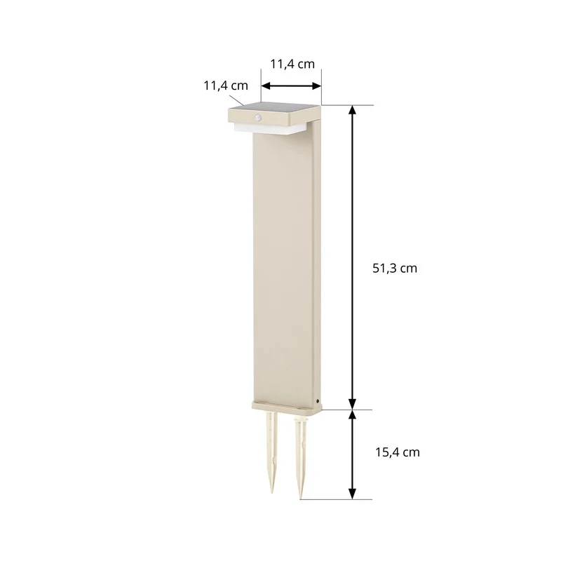 B-Ware Lindby Sockelleuchte Wegeleuchte LED Solar Sensor Aluminium beige Außenleuchte