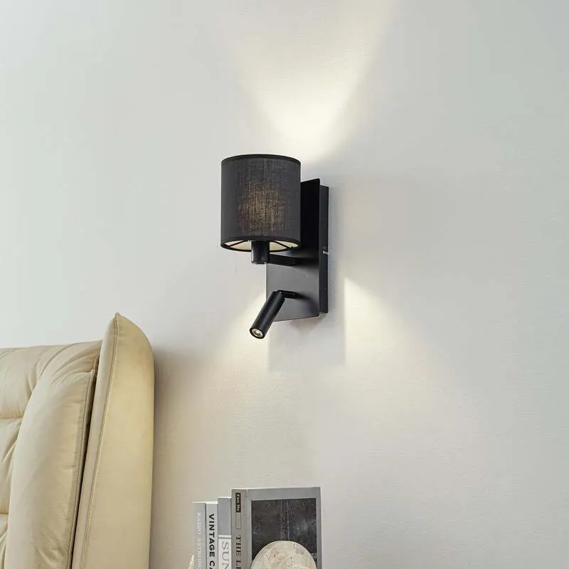 B-Ware Lindby Wandleuchte Aiden LED Wandlampe Leselicht dimmbar schwarz 30cm Höhe