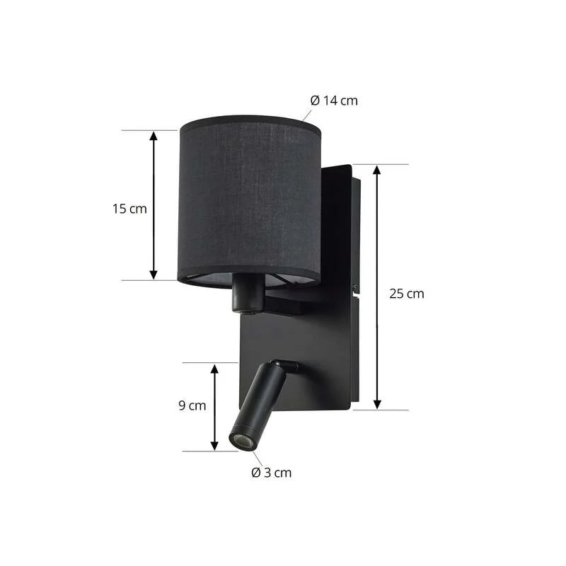 B-Ware Lindby Wandleuchte Aiden LED Wandlampe Leselicht dimmbar schwarz 30cm Höhe