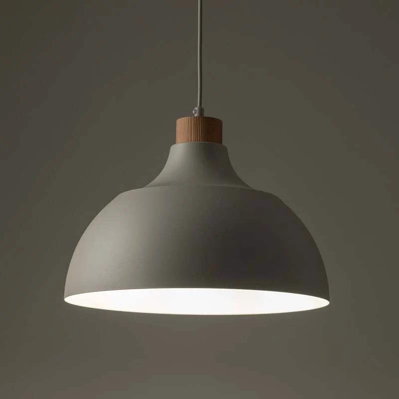 B-Ware Envostar Hängeleuchte Kaitt LED Pendelleuchte dimmbar beige Holzdetail Ø34cm