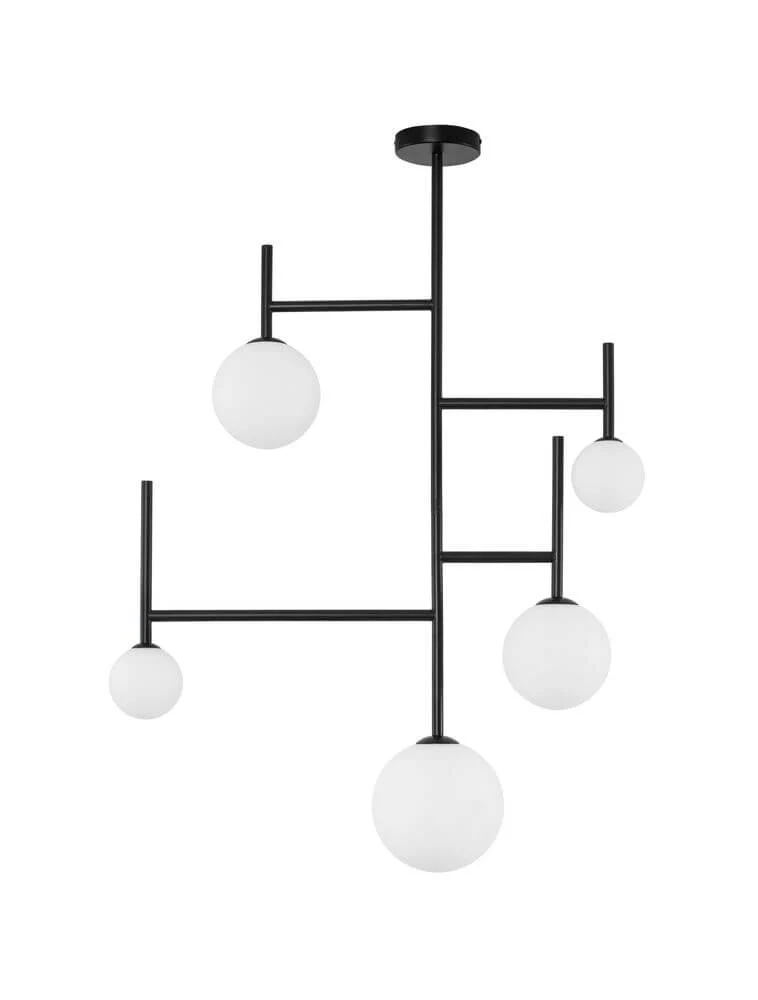 Licato Pendelleuchte 5-flammig Ø 73cm Schwarz, Weiß