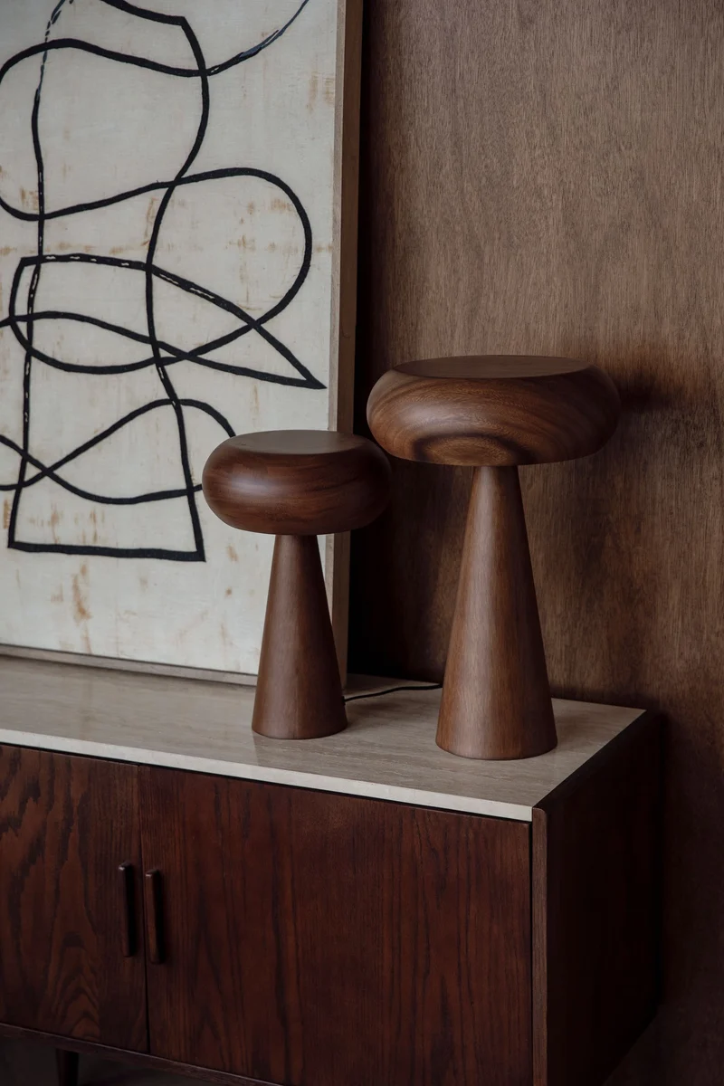 Tischlampe Morel M von Dutchbone aus Akazienholz im Boho-Stil, Braun