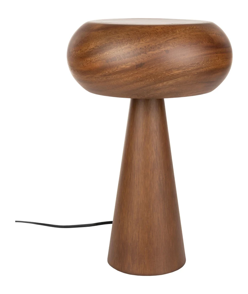 Tischlampe Morel S aus Akazienholz mit rundem Schirm von Dutchbone