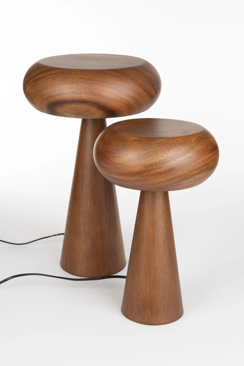 Tischlampe Morel S aus Akazienholz mit rundem Schirm von Dutchbone