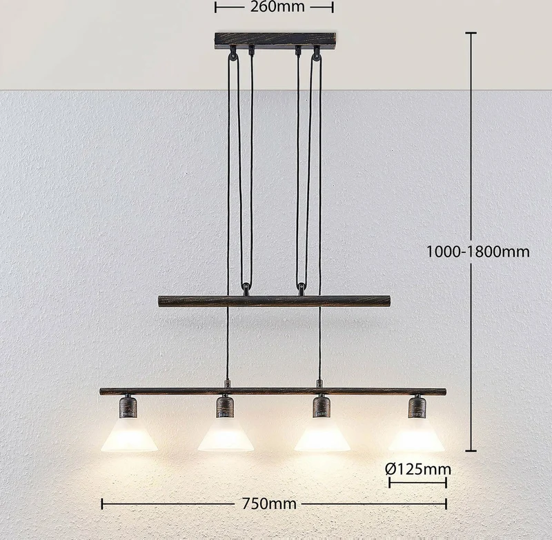 B-Ware Lindby Höhenverstellbare Pendelleuchte Delira Pendelleuchte Lampe Licht 4-fl E14