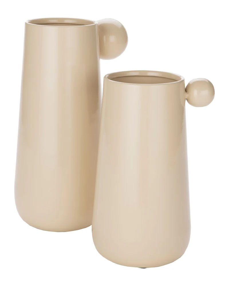 Vase Dot M Beige mit Kugel-Detail aus Eisen von Dutchbone