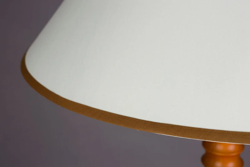 Stehlampe Horace mit massivem Eichenholzfuß und beigem Baumwollschirm