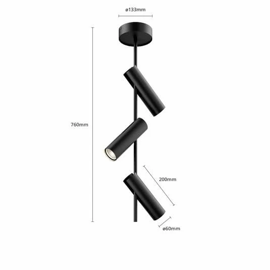 B-Ware Sigma Lighting Deckenspot Deckenlampe Lampe Leuchte Strahler 3-fl. Leda schwarz