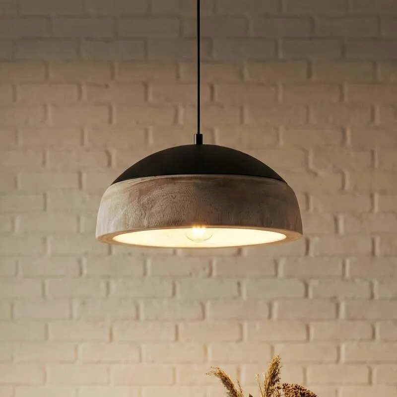 B-Ware Lucande Hängeleuchte Pendelleuchte Leivar Ø35cm LED Holz Schwarz E27 Lampe