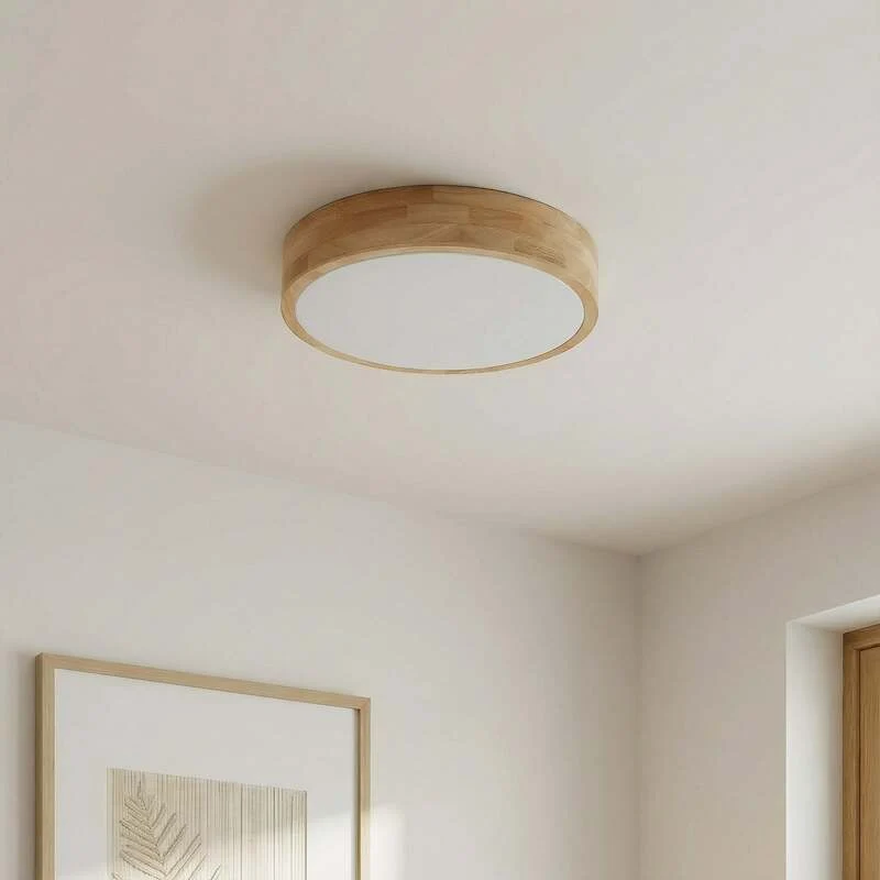 B-Ware Lindby Deckenlampe Hängeleuchte Tanju LED Leuchte dimmbar Holz Ø40cm weiß 3-flg