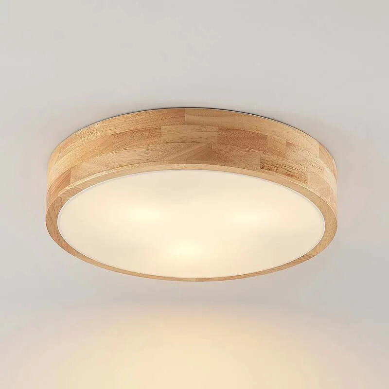 B-Ware Lindby Deckenlampe Hängeleuchte Tanju LED Leuchte dimmbar Holz Ø40cm weiß 3-flg