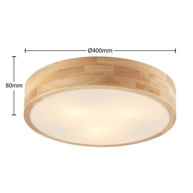 B-Ware Lindby Deckenlampe Hängeleuchte Tanju LED Leuchte dimmbar Holz Ø40cm weiß 3-flg