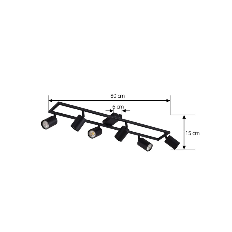 B-Ware Lindby Deckenstrahler Bravius 6-flammig LED dimmbar schwarz Eisen 80x12cm