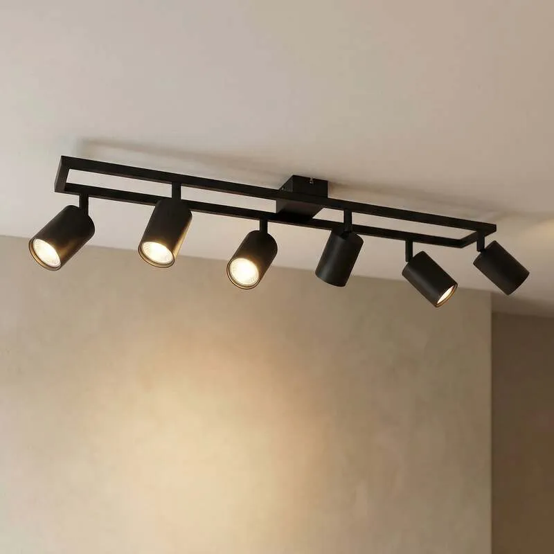 B-Ware Lindby Deckenstrahler Bravius 6-flammig LED dimmbar schwarz Eisen 80x12cm