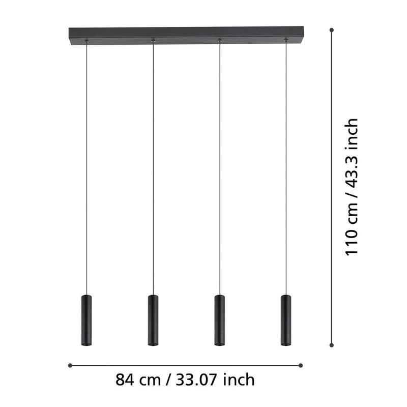 B-Ware Eglo Pendelleuchte Hängelampe Almudaina LED dimmbar schwarz 4-flg 84cm Leuchte