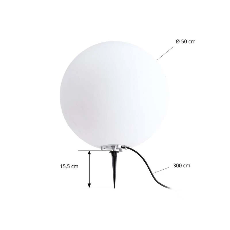 B-Ware Lindby Kugelleuchte Valyra LED Gartenlampe Außenleuchte Ø50cm IP54 Erdspieß weiß