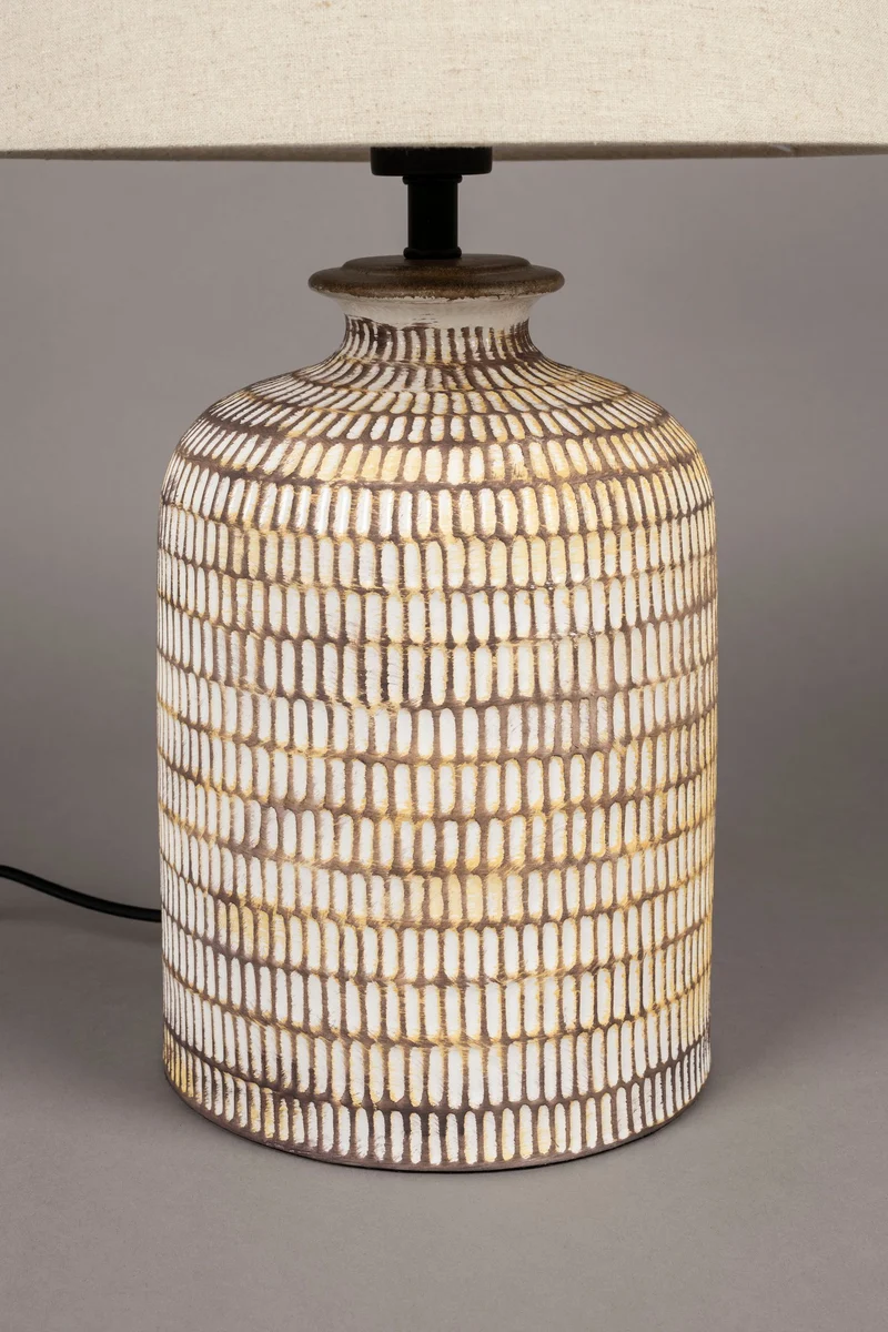 Tischlampe Russel mit handbemaltem Keramikfuß in Beige von Dutchbone