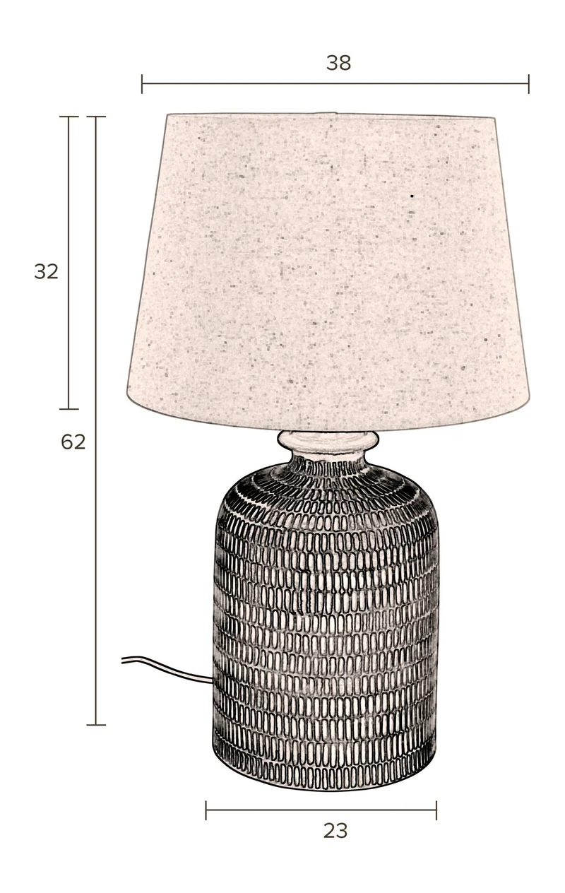Tischlampe Russel mit handbemaltem Keramikfuß in Beige von Dutchbone