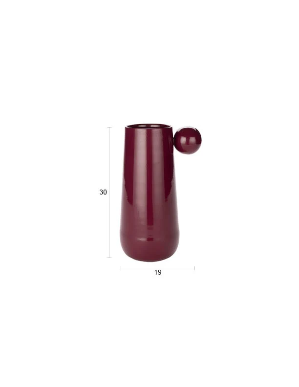 Dutchbone Vase Dot L Bordeaux aus Eisen mit glänzender Oberfläche